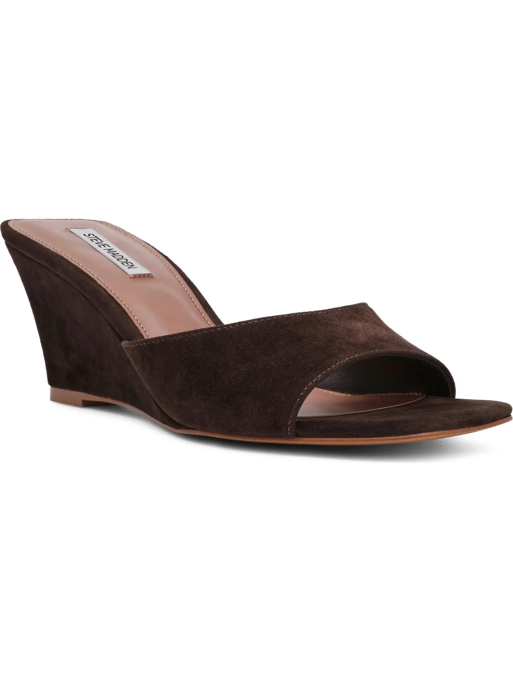 Steve Madden Dark Brown Suede Open-Toe Wedge Slide